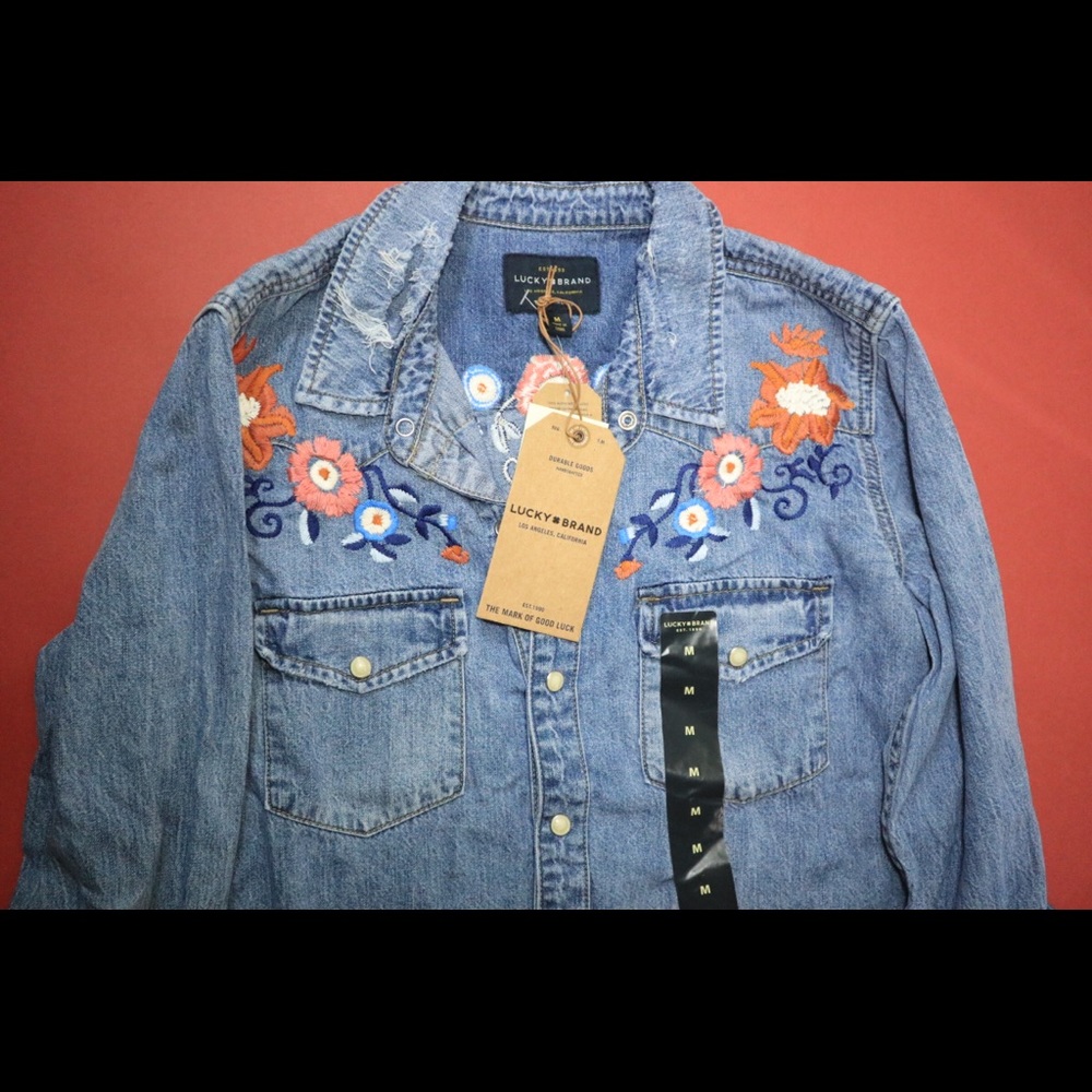 True Religion Distressing Embroidered Shirt